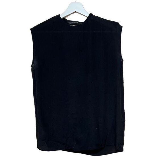 All Saints Black Hand Embellished beaded Sleeveless Blouse Top 4 - Picture 1 of 4
